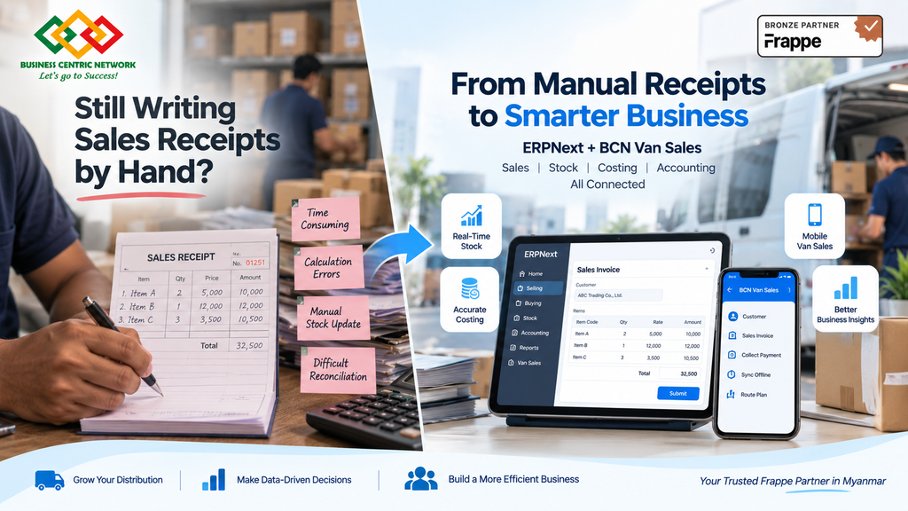 ERPNext + BCN Van Sales ဖြင့် Trading Business ကို စနစ်တကျ စီမံပါ - Cover Image